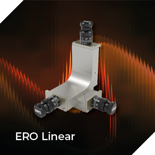 Icon für ERO Linear. Darauf zu sehen ist ein Verstellschlitten von ERO auf einem dunklen orangenem Hintergrund